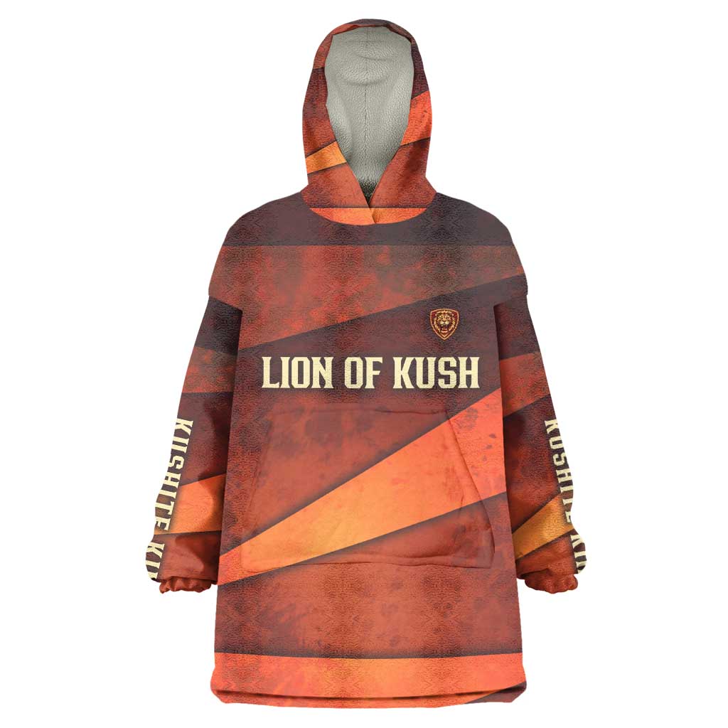 Taharqa Kid Wearable Blanket Hoodie with Warrior Portrait, Lion of Kush Title and Bold Red Defender of Africa - African Pride