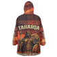 Taharqa Kid Wearable Blanket Hoodie with Warrior Portrait, Lion of Kush Title and Bold Red Defender of Africa - African Pride