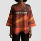 Taharqa Kimono Sleeve Blouse with Warrior Portrait, Lion of Kush Title and Bold Red Defender of Africa - African Pride