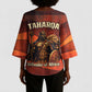Taharqa Kimono Sleeve Blouse with Warrior Portrait, Lion of Kush Title and Bold Red Defender of Africa - African Pride