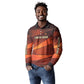 Taharqa Long Sleeve Polo Shirt with Warrior Portrait, Lion of Kush Title and Bold Red Defender of Africa - African Pride