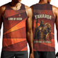 Taharqa Men Tank Top with Warrior Portrait, Lion of Kush Title and Bold Red Defender of Africa - African Pride