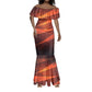 Taharqa Mermaid Dress with Warrior Portrait, Lion of Kush Title and Bold Red Defender of Africa - African Pride