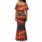 Taharqa Mermaid Dress with Warrior Portrait, Lion of Kush Title and Bold Red Defender of Africa - African Pride