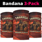 Taharqa Neck Gaiter with Warrior Portrait, Lion of Kush Title and Bold Red Defender of Africa - African Pride
