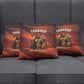 Taharqa Pillow Cover with Warrior Portrait, Lion of Kush Title and Bold Red Defender of Africa - African Pride