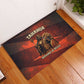 Taharqa Rubber Doormat with Warrior Portrait, Lion of Kush Title and Bold Red Defender of Africa - African Pride