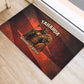 Taharqa Rubber Doormat with Warrior Portrait, Lion of Kush Title and Bold Red Defender of Africa - African Pride