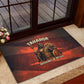 Taharqa Rubber Doormat with Warrior Portrait, Lion of Kush Title and Bold Red Defender of Africa - African Pride