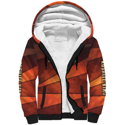 Taharqa Sherpa Hoodie with Warrior Portrait, Lion of Kush Title and Bold Red Defender of Africa - African Pride