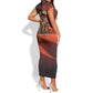 Taharqa Short Sleeve Bodycon Dress with Warrior Portrait, Lion of Kush Title and Bold Red Defender of Africa - African Pride