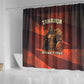 Taharqa Shower Curtain with Warrior Portrait, Lion of Kush Title and Bold Red Defender of Africa - African Pride