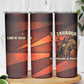 Taharqa Skinny Tumbler with Warrior Portrait, Lion of Kush Title and Bold Red Defender of Africa - African Pride