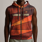 Taharqa Sleeveless Zip Hoodie with Warrior Portrait, Lion of Kush Title and Bold Red Defender of Africa - African Pride