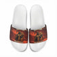 Taharqa Slide Sandals with Warrior Portrait, Lion of Kush Title and Bold Red Defender of Africa - African Pride
