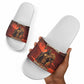 Taharqa Slide Sandals with Warrior Portrait, Lion of Kush Title and Bold Red Defender of Africa - African Pride