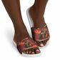 Taharqa Slide Sandals with Warrior Portrait, Lion of Kush Title and Bold Red Defender of Africa - African Pride