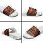 Taharqa Slide Sandals with Warrior Portrait, Lion of Kush Title and Bold Red Defender of Africa - African Pride