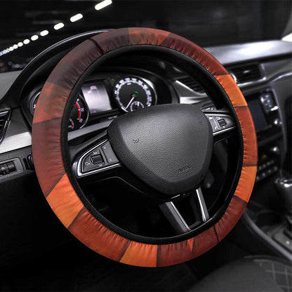 Taharqa Steering Wheel Cover with Warrior Portrait, Lion of Kush Title and Bold Red Defender of Africa - African Pride