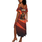Taharqa Summer Maxi Dress with Warrior Portrait, Lion of Kush Title and Bold Red Defender of Africa - African Pride