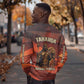 Taharqa Sweatshirt with Warrior Portrait, Lion of Kush Title and Bold Red Defender of Africa - African Pride