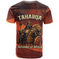 Taharqa T shirt with Warrior Portrait, Lion of Kush Title and Bold Red Defender of Africa - African Pride