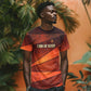 Taharqa T shirt with Warrior Portrait, Lion of Kush Title and Bold Red Defender of Africa - African Pride