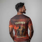 Taharqa T shirt with Warrior Portrait, Lion of Kush Title and Bold Red Defender of Africa - African Pride