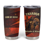Taharqa Tumbler Cup with Warrior Portrait, Lion of Kush Title and Bold Red Defender of Africa - African Pride