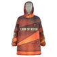 Taharqa Wearable Blanket Hoodie with Warrior Portrait, Lion of Kush Title and Bold Red Defender of Africa - African Pride