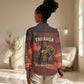 Taharqa Women Casual Shirt with Warrior Portrait, Lion of Kush Title and Bold Red Defender of Africa - African Pride