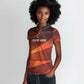 Taharqa Women Polo Shirt with Warrior Portrait, Lion of Kush Title and Bold Red Defender of Africa - African Pride