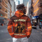 Taharqa Zip Hoodie with Warrior Portrait, Lion of Kush Title and Bold Red Defender of Africa - African Pride