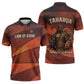 Taharqa Zipper Polo Shirt with Warrior Portrait, Lion of Kush Title and Bold Red Defender of Africa - African Pride