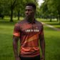 Taharqa Zipper Polo Shirt with Warrior Portrait, Lion of Kush Title and Bold Red Defender of Africa - African Pride