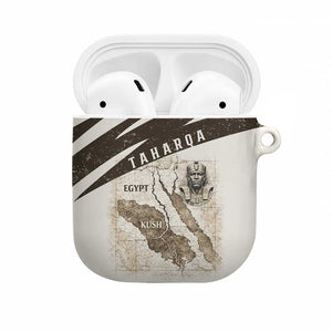 Taharqa AirPods Case with Ancient Map Illustration, King of Two Lands Title and Kush Egypt Temple - African Pride