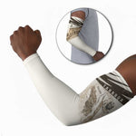 Taharqa Arm Sleeves with Ancient Map Illustration, King of Two Lands Title and Kush Egypt Temple - African Pride