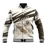 Taharqa Baseball Jacket with Ancient Map Illustration, King of Two Lands Title and Kush Egypt Temple - African Pride