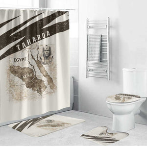 Taharqa Bathroom Set with Ancient Map Illustration, King of Two Lands Title and Kush Egypt Temple - African Pride