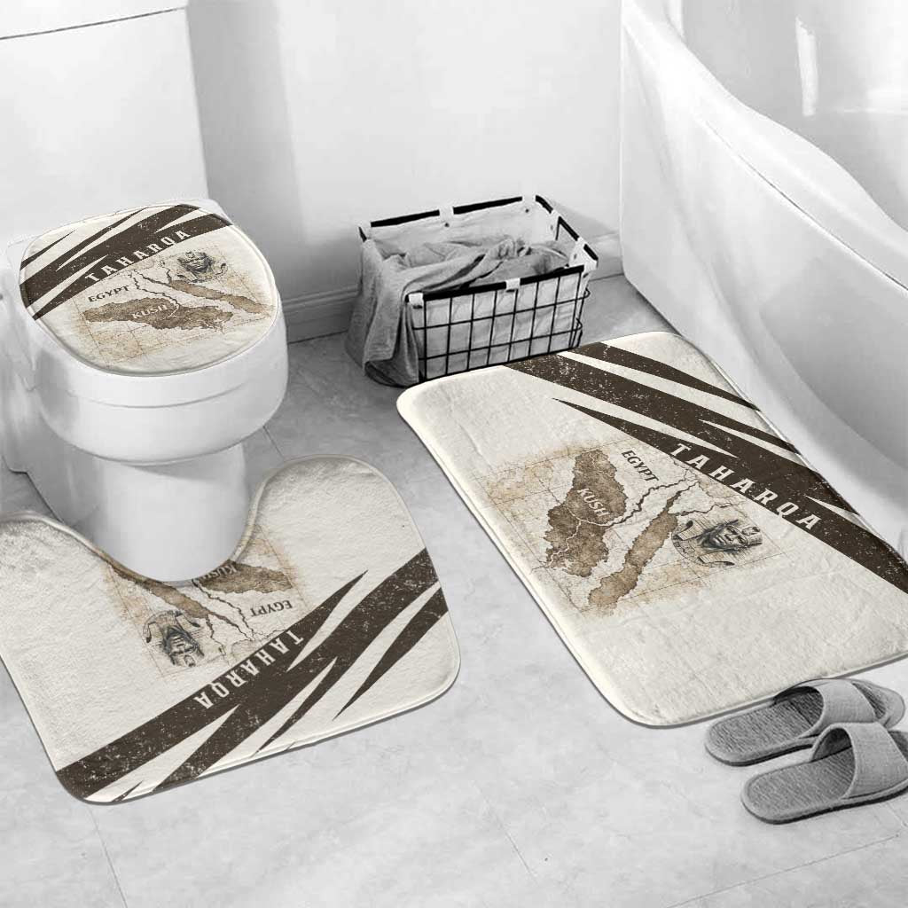 Taharqa Bathroom Set with Ancient Map Illustration, King of Two Lands Title and Kush Egypt Temple - African Pride