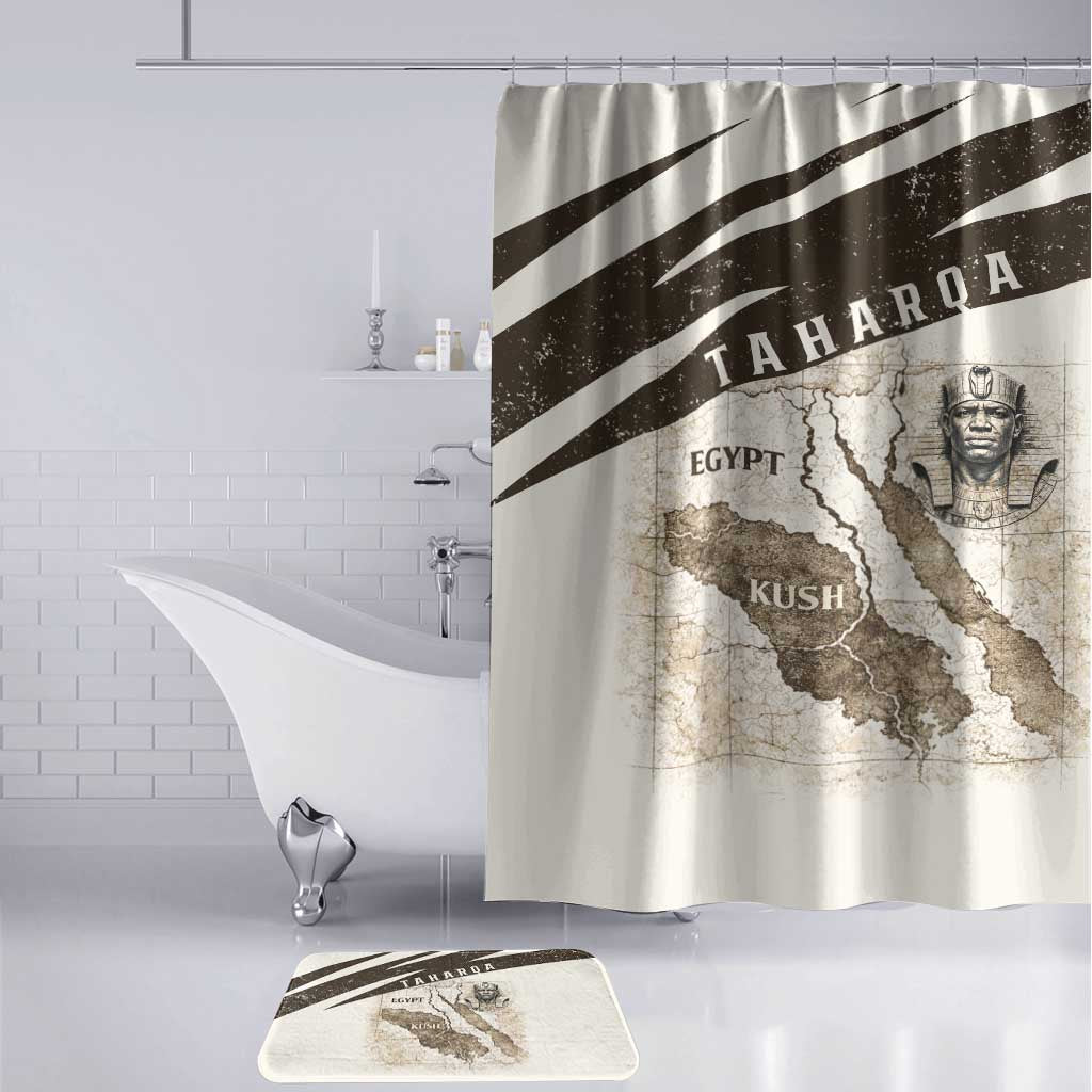 Taharqa Bathroom Set with Ancient Map Illustration, King of Two Lands Title and Kush Egypt Temple - African Pride