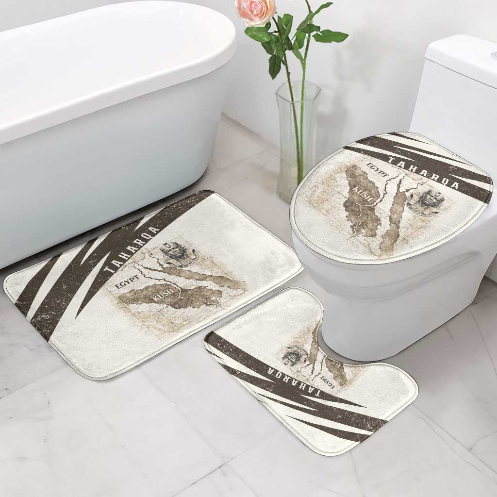 Taharqa Bathroom Set with Ancient Map Illustration, King of Two Lands Title and Kush Egypt Temple - African Pride