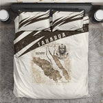 Taharqa Bedding Set with Ancient Map Illustration, King of Two Lands Title and Kush Egypt Temple - African Pride