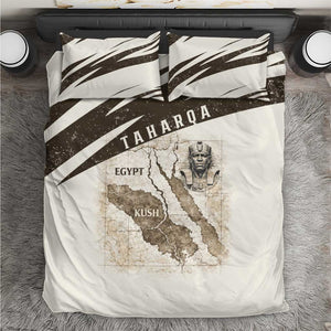Taharqa Bedding Set with Ancient Map Illustration, King of Two Lands Title and Kush Egypt Temple - African Pride
