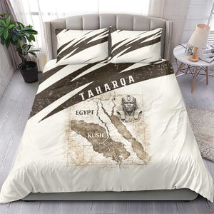 Taharqa Bedding Set with Ancient Map Illustration, King of Two Lands Title and Kush Egypt Temple - African Pride