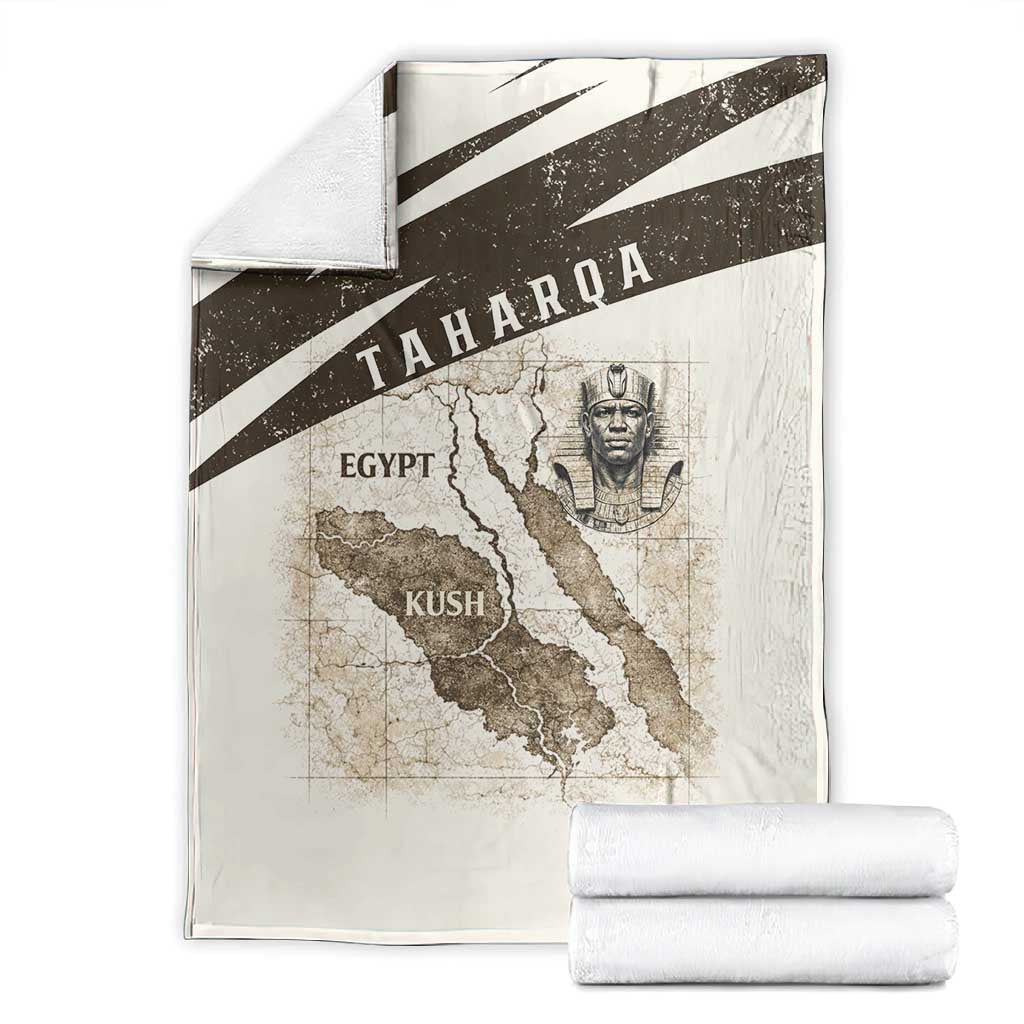 Taharqa Blanket with Ancient Map Illustration, King of Two Lands Title and Kush Egypt Temple - African Pride