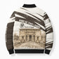 Taharqa Bomber Puffer Jacket with Ancient Map Illustration, King of Two Lands Title and Kush Egypt Temple - African Pride