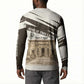 Taharqa Button Sweatshirt with Ancient Map Illustration, King of Two Lands Title and Kush Egypt Temple