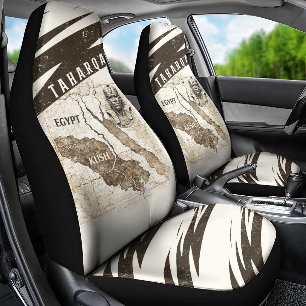 Taharqa Car Seat Cover with Ancient Map Illustration, King of Two Lands Title and Kush Egypt Temple - African Pride