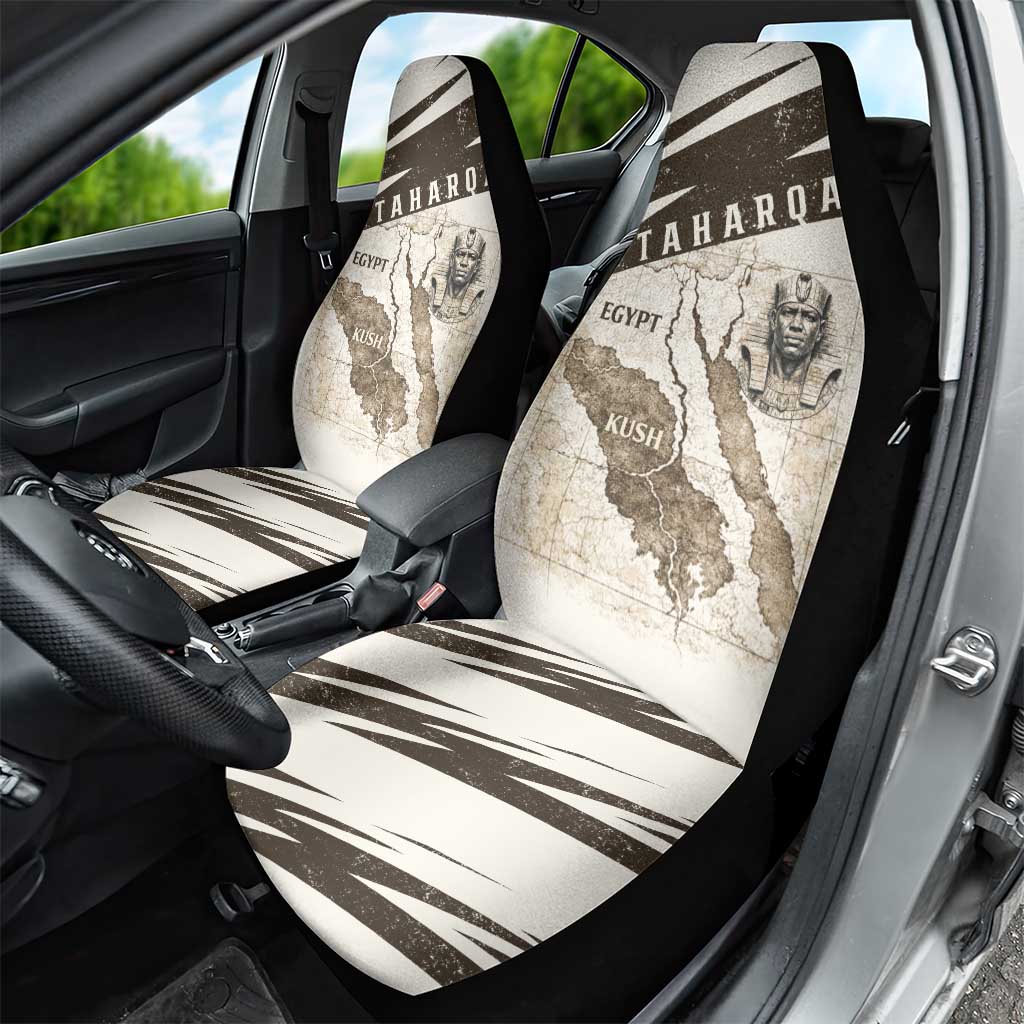 Taharqa Car Seat Cover with Ancient Map Illustration, King of Two Lands Title and Kush Egypt Temple - African Pride